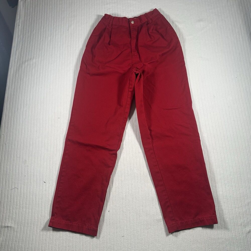 Vintage 80s Esprit Red Pleated Pants High Waist Tapered Juniors 5/6